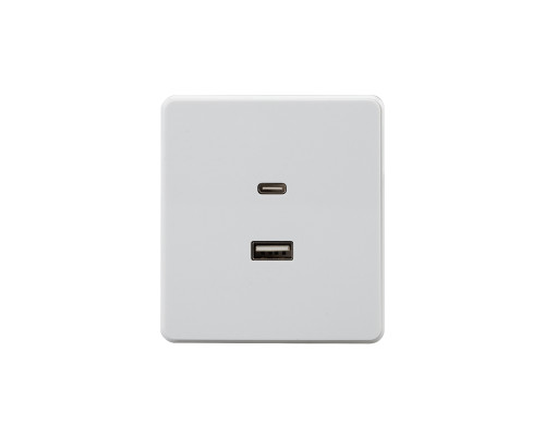 Розетка ROUND USB-A+Type-C 3А с функцией быстрой зарядки перламутр KRANZ