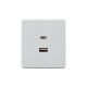 Розетка ROUND USB-A+Type-C 3А с функцией быстрой зарядки перламутр KRANZ