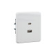 Розетка ROUND USB-A+Type-C 3А с функцией быстрой зарядки перламутр KRANZ