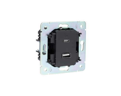 Розетка ROUND USB-A+Type-C 3А с функцией быстрой зарядки перламутр KRANZ