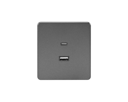 Розетка ROUND USB-A+Type-C 3А с функцией быстрой зарядки титан KRANZ