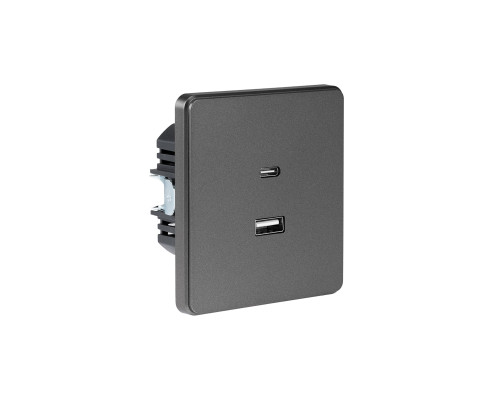 Розетка ROUND USB-A+Type-C 3А с функцией быстрой зарядки титан KRANZ