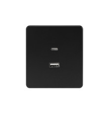 Розетка ROUND USB-A+Type-C 3А с функцией быстрой зарядки оникс KRANZ