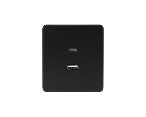 Розетка ROUND USB-A+Type-C 3А с функцией быстрой зарядки оникс KRANZ