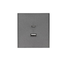 Розетка STRONG USB-A+Type-C 3А с функцией быстрой зарядки графит KRANZ