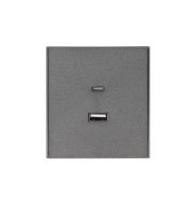 Розетка STRONG USB-A+Type-C 3А с функцией быстрой зарядки графит KRANZ