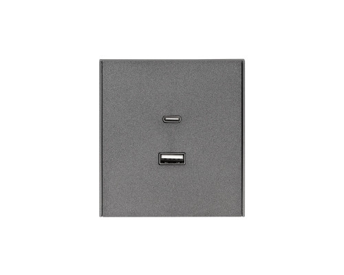 Розетка STRONG USB-A+Type-C 3А с функцией быстрой зарядки графит KRANZ