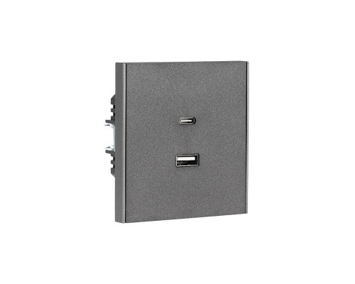 Розетка STRONG USB-A+Type-C 3А с функцией быстрой зарядки графит KRANZ