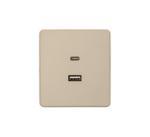 Розетка ROUND USB-A+Type-C 3А с функцией быстрой зарядки шелк KRANZ