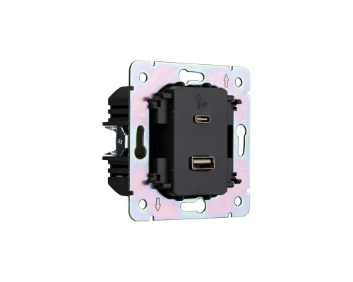 Розетка ROUND USB-A+Type-C 3А с функцией быстрой зарядки шелк KRANZ