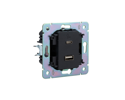 Розетка STRONG USB-A+Type-C 3А с функцией быстрой зарядки шелк KRANZ