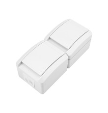 Блок вертикальный 2 розетки IP54 с/з, о/у, белый индастриал KRANZ