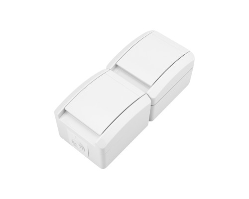 Блок вертикальный 2 розетки IP54 с/з, о/у, белый индастриал KRANZ