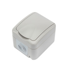 Розетка одноместная IP54 с/з, о/у, серая мини KRANZ
