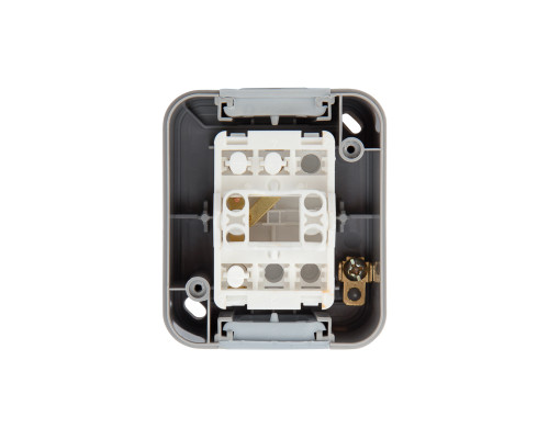 Переключатель проходной IP54 о/у, серый мини KRANZ