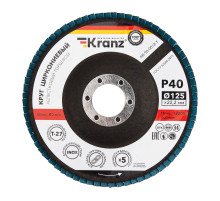 Круг лепестковый торцевой, циркониевый, P40, 125х22,2мм KRANZ