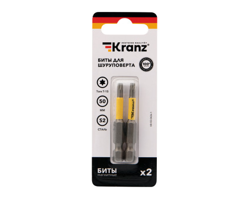 Бита для шуруповерта Torx T15х50 мм (2 шт./уп.) KRANZ