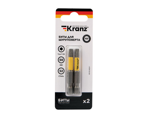 Бита для шуруповерта Torx T25х50 мм (2 шт./уп.) KRANZ