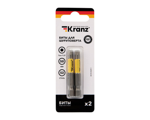 Бита для шуруповерта Torx T27х50 мм (2 шт./уп.) KRANZ