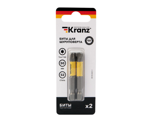Бита для шуруповерта Torx T40х50 мм (2 шт./уп.) KRANZ