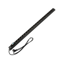Блок распределения питания PDU вертикальный 20 розеток СЕЕ 7/4 Schuko 16А автомат защиты алюм корп шнур 2м вилка СЕЕ 7/7 Schuko черный REXANT