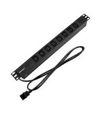 Блок распределения питания PDU горизонтальный 1U 8 розеток C13 10A без выкл алюм корп шнур 2м вилка C14 черный REXANT