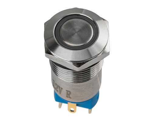 Кнопка антивандальная ø12 12В без фиксации (4с) выкл-(вкл) красная (A-12-C2) REXANT (в упак. 1шт.)
