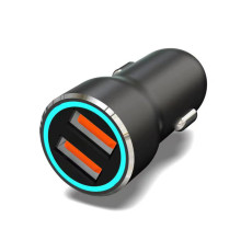 Автомобильное зарядное устройство c двумя портами (USB-A + USB-A) c LED-подсветкой, 12Вт