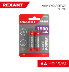 Аккумулятор Ni-MH AA/HR6, 1,2В, 1900мАч, 2 шт, блистер REXANT