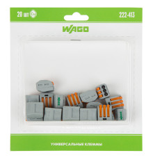 222-413 Универсальная клемма, 3-проводная, серая (0,08-2,5/4 мм²) (20 шт/уп) WAGO