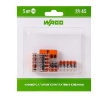 221-415 Универсальная компактная клемма 5-контактная до 4,0 мм² (5 шт/уп) WAGO