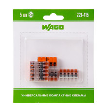 221-415 Универсальная компактная клемма 5-контактная до 4,0 мм² (5 шт/уп) WAGO