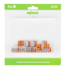 221-413 Универсальная компактная клемма 3-контактная до 4,0 мм² (20 шт/уп) WAGO