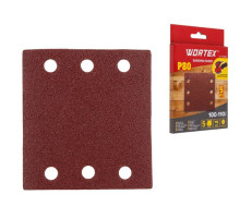 Шлифлист 100х110мм Р80 д/дерева самосцепл. 6 отв. 5шт WORTEX