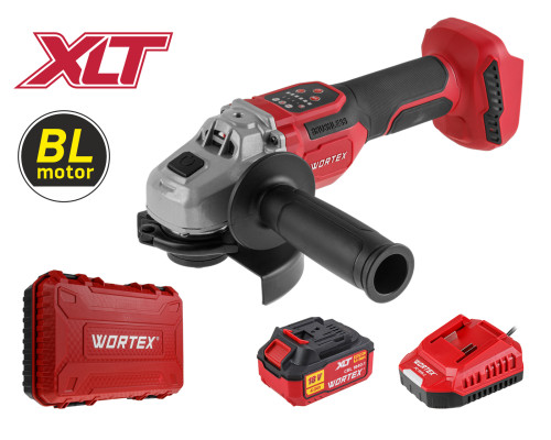Аккум. углошлифмашина WORTEX CAG 1812-2 SE в чем. XLT SET БЕСЩЕТ., 18 В, 125 мм, 3000-8500 об/мин