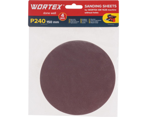 Шлифлист 150мм P240 без отв. 4 шт. для станка WORTEX GM 1528