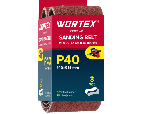 Шлифлента 100x914 мм P40 бесконечная 3 шт. для станка WORTEX GM 1528