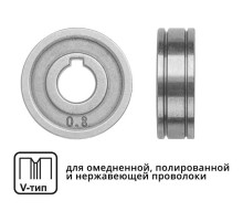 Ролик подающий ф 30/10 мм, шир. 10 мм, проволока ф 0,6-0,8 мм (V-тип)