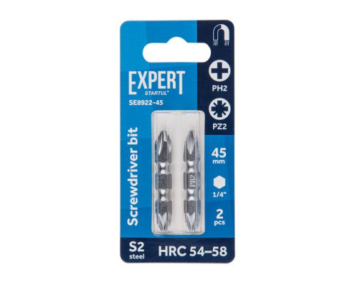 Насадка крестообразная PH2-PZ2 45мм 2шт EXPERT STARTUL (SE8922-45)