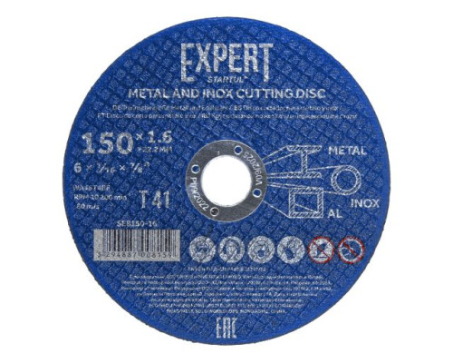 Круг отрезной 150х1.6x22.2 мм для металла и нерж. стали EXPERT STARTUL