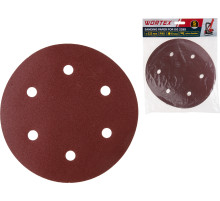 Шлифлист 225 мм Р80 самосцепл. 6 отв. 5 шт. WORTEX для DG 2285
