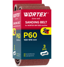 Шлифлента 100x914 мм P60 бесконечная 3 шт. для станка WORTEX GM 1528