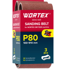 Шлифлента 100x914 мм P80 бесконечная 3 шт. для станка WORTEX GM 1528
