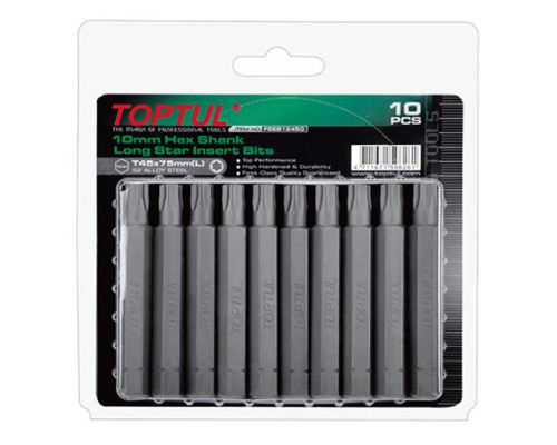 Насадка TORX T55 75мм LONG 10шт блистер TOPTUL (FSEB1255G)