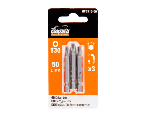 Насадка TORX T30 50мм 3шт GEPARD (GP3513-50)