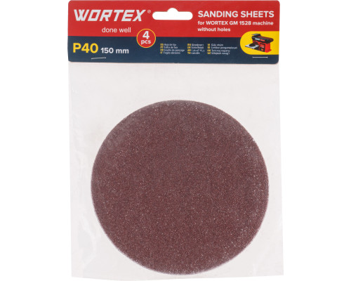 Шлифлист 150мм P40 без отв. 4 шт. для станка WORTEX GM 1528