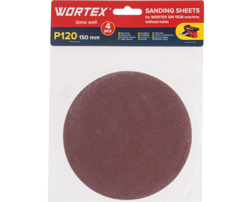 Шлифлист 150мм P120 без отв. 4 шт. для станка WORTEX GM 1528