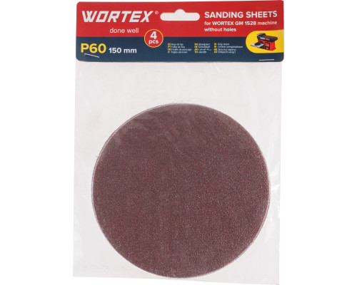 Шлифлист 150мм P60 без отв. 4 шт. для станка WORTEX GM 1528