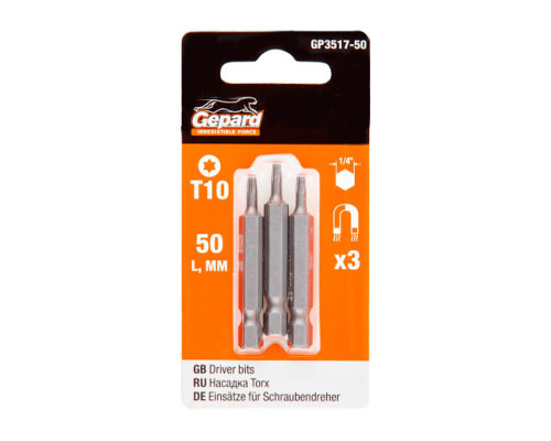 Насадка TORX T10 50мм 3шт GEPARD (GP3517-50)