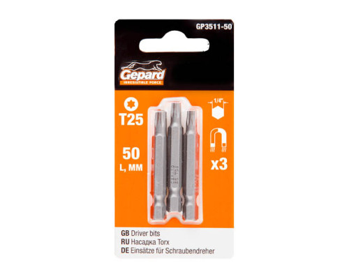 Насадка TORX T25 50мм 3шт GEPARD (GP3511-50)
